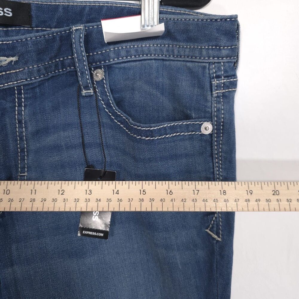 EXPRESS New Bell Flare Low Rise‎ Jeans Stretch Blue Women Size 12 R Bootcut - Picture 6 of 15
